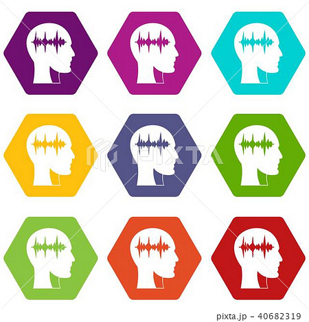 Sound wave icon set color hexahedron 40682319
