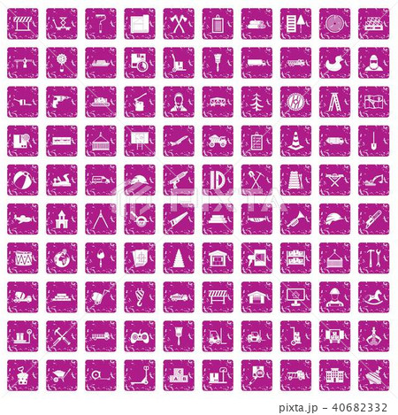 100 lorry icons set grunge pink 100 lorry icons set grunge pink 40682332