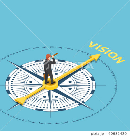 Businessman with telescope on compass to vision 40682420