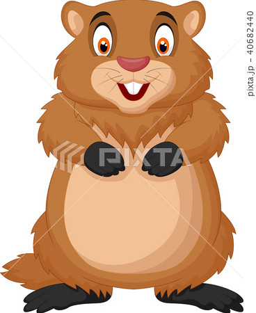 Cartoon happy groundhog 40682440