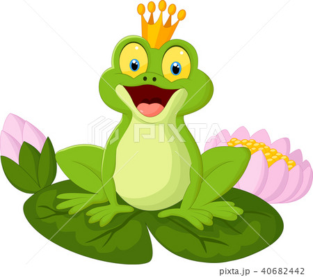 Happy cartoon king frog 40682442