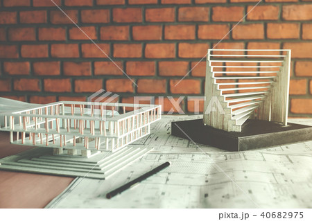 Office on blueprint And model building 40682975