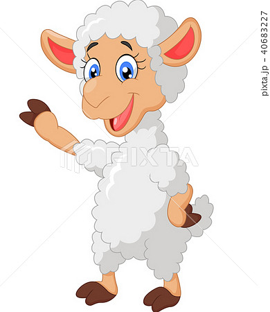 Cartoon sheep waving hand Cartoon sheep waving hand 40683227