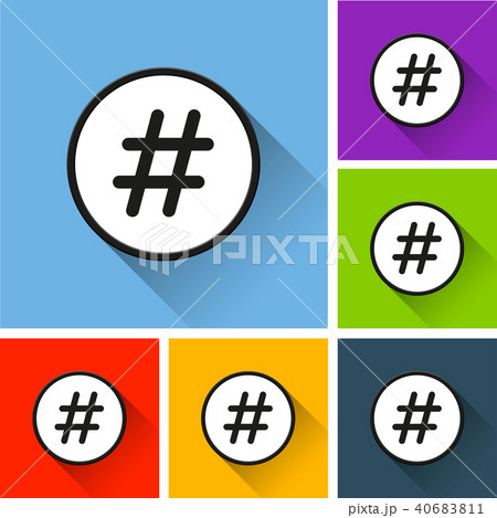 hashtag icons with long shadow 40683811