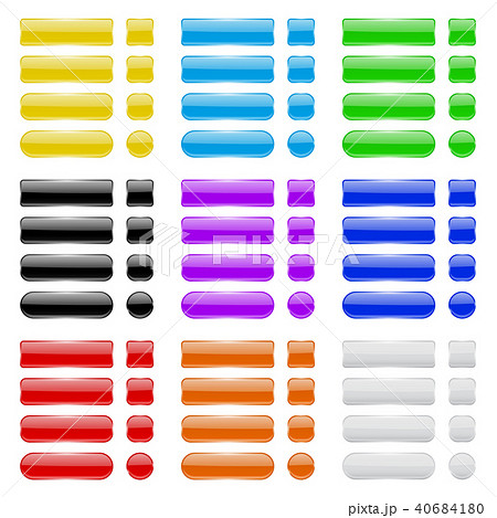 Glass buttons. Collection of colored menu interface 3d shiny icons 40684180