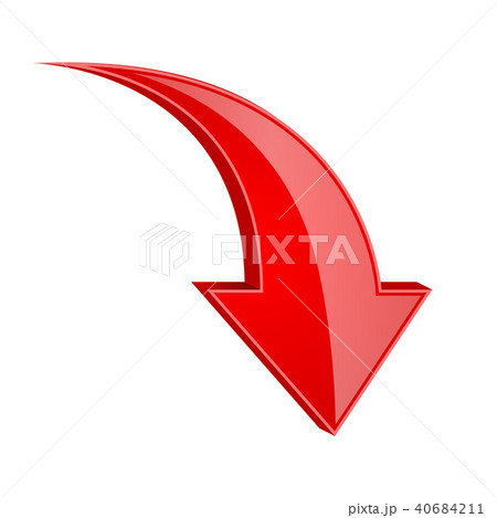 Red down arrow. 3d shiny signのイラスト素材 [40684211] - PIXTA