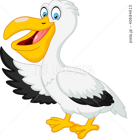 Cute pelican cartoon waving hand 40684615