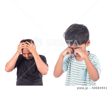 Cute little boy angry his father 40684941