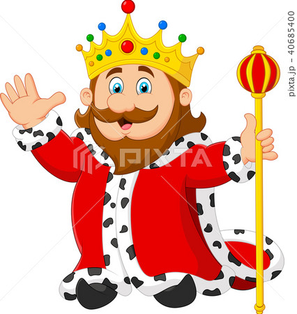 Cartoon king holding a golden scepter Cartoon king holding a golden scepter 40685400
