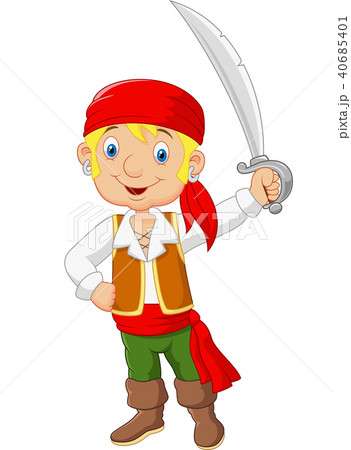 Cartoon pirate holding a sword Cartoon pirate holding a sword 40685401