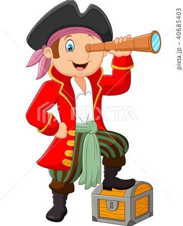 Cartoon pirate looking through binoculars - Stock Illustration [40685403] -  PIXTA