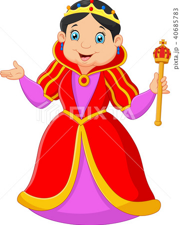 Cartoon queen holding scepter - Stock Illustration [40685783] - PIXTA