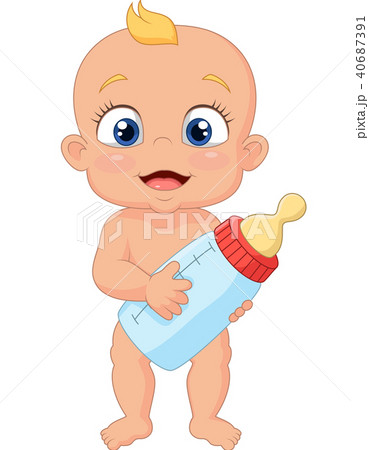 Cartoon baby holding bottle  40687391