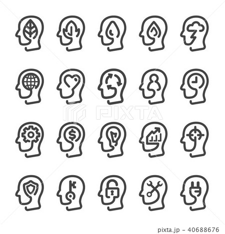 thinking head line icon 40688676