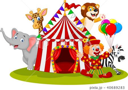 Cartoon happy animal circus and clown Cartoon happy animal circus and clown 40689283