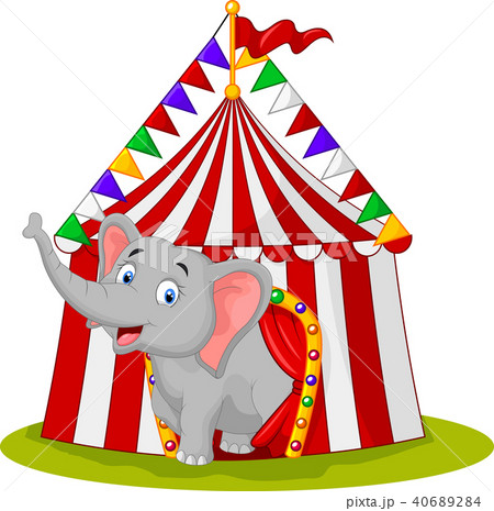 Happy elephant in the circus tent のイラスト素材 [40689284] - PIXTA
