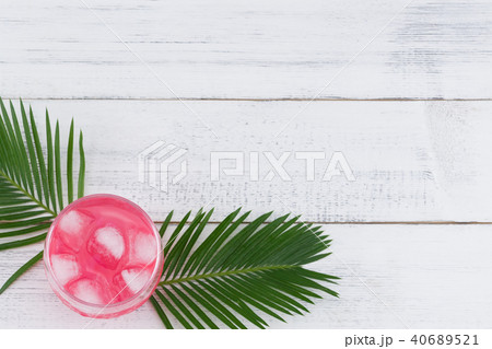 Watermelon fresh drink decorate with fern leaves Watermelon fresh drink decorate with fern leaves 40689521