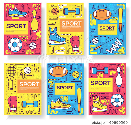 Premium quality sport vector brochure cards thin line set. health Lifestyle linear template of Premium quality sport vector brochure cards thin line set. health Lifestyle linear template of 40690569