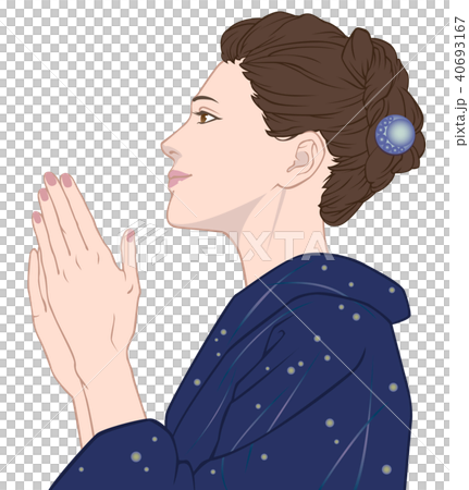 A female in a yukata that matches her hands 40693167