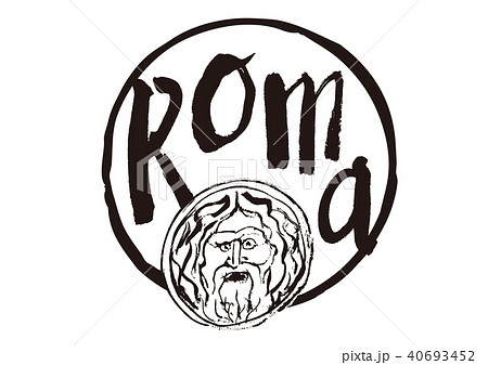 Roma 筆文字 真実の口 イタリアのイラスト素材