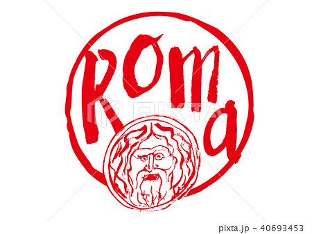 roma　筆文字　真実の口　イタリア 40693453