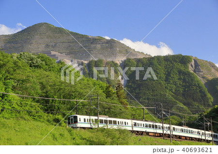 新緑の西武秩父線と武甲山 新緑の西武秩父線と武甲山 40693621