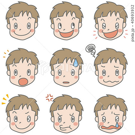 男の子の表情集のイラスト素材