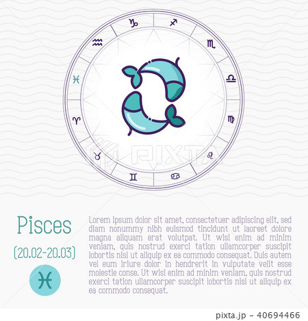 Pisces in zodiac wheel, horoscope chart Pisces in zodiac wheel, horoscope chart 40694466
