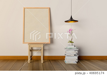 Interior mock up poster with chair and books 40695174