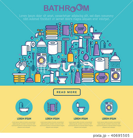 Bathroom equipment concept in half circle Bathroom equipment concept in half circle 40695505