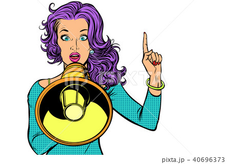 woman with megaphone, isolated on white background 40696373