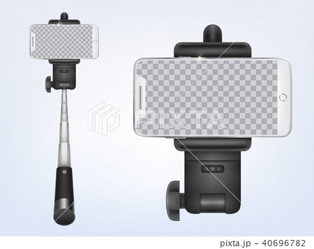 Vector 3d realistic selfiestick with smartphone Vector 3d realistic selfiestick with smartphone 40696782
