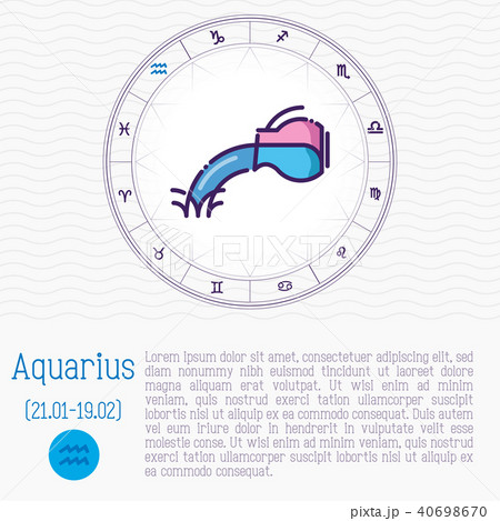 Aquarius in zodiac wheel, horoscope chart 40698670