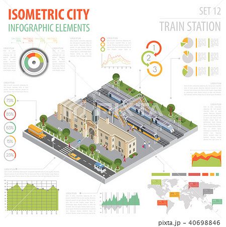 3d isometric Train station city map constructor 3d isometric Train station city map constructor 40698846