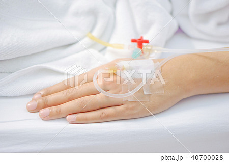 A patient in the hospital with saline intravenous A patient in the hospital with saline intravenous 40700028