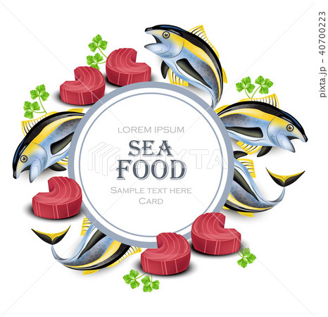 Tuna fish card Vector. realistic tuna steak 40700223