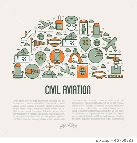 Civil aviation concept contains thin line icons Civil aviation concept contains thin line icons 40700533
