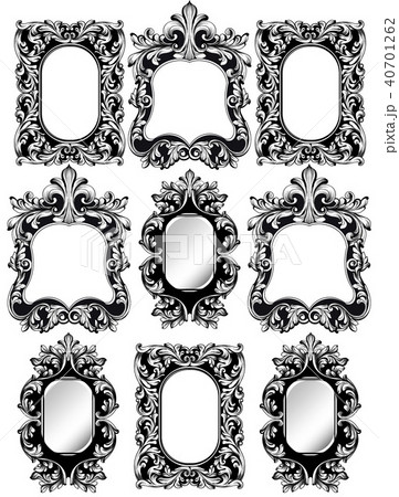 Baroque frames set decor. Detailed rich ornamented 40701262
