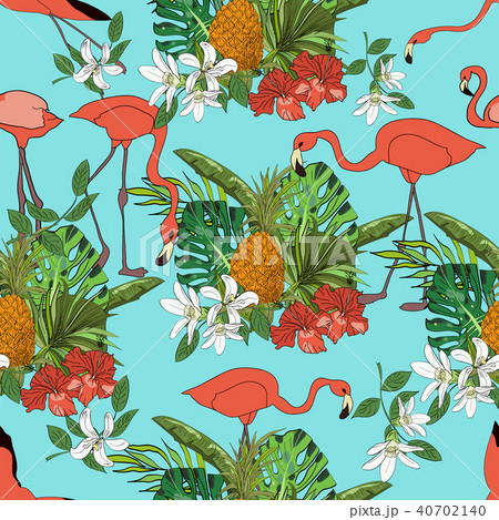 Tropical hand drawn exotic collection seamless Tropical hand drawn exotic collection seamless 40702140