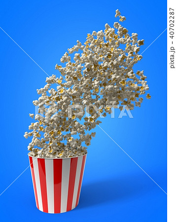 Throwing Bucket Of Popcorn 3d Illustrationのイラスト素材