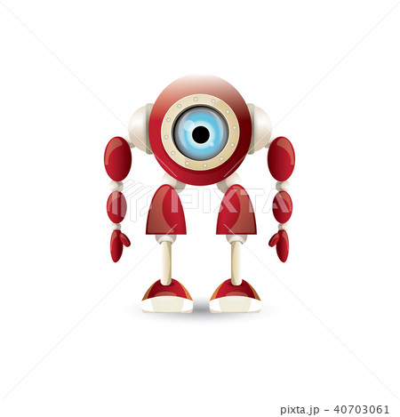 vector funny cartoon red friendly robot character isolated on white background. Kids 3d robot toy 40703061