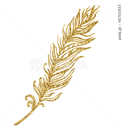 Gold Illustration With Feather Onのイラスト素材