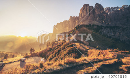 Dolomites, Italy Landscape at Passo Gardena. 40705016