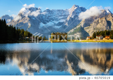 Lake Misurina with Dolomites Mountain in Italy 40705019