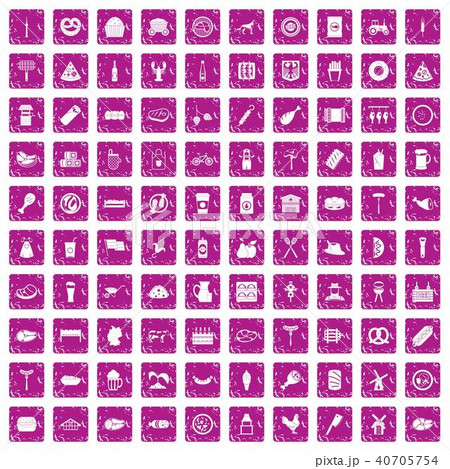 100 meat icons set grunge pink 100 meat icons set grunge pink 40705754