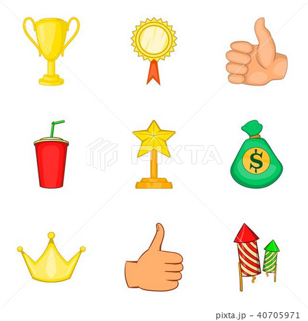 Laurels icons set, cartoon style Laurels icons set, cartoon style 40705971