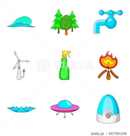 Water conditions icons set, cartoon style Water conditions icons set, cartoon style 40706106