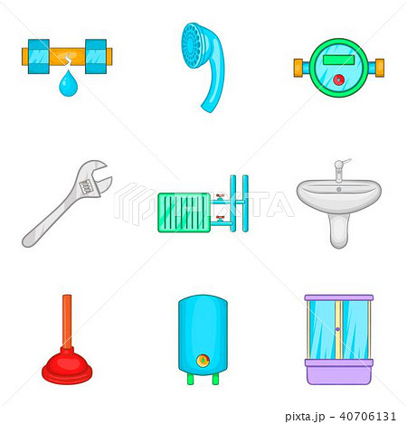 Sanitary ceramics icons set, cartoon style 40706131