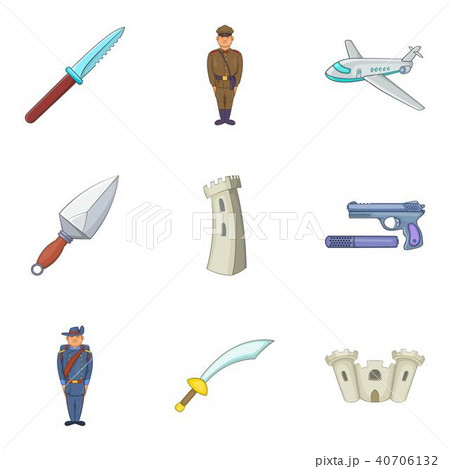 Act of aggression icons set, cartoon style 40706132
