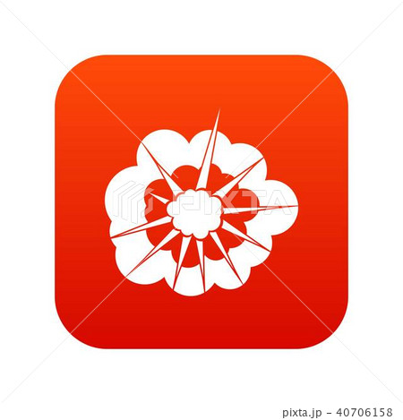 Cloudy explosion icon digital red 40706158